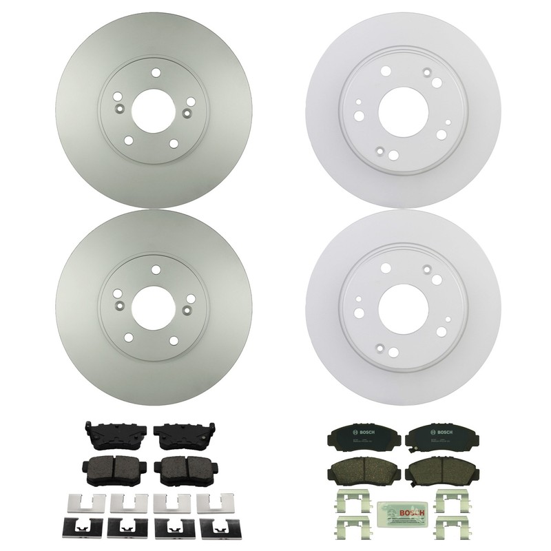 Bosch Quietcast Front Rear Rotors Ceramic Disc Brake Pad Kit For Acura TSX Base