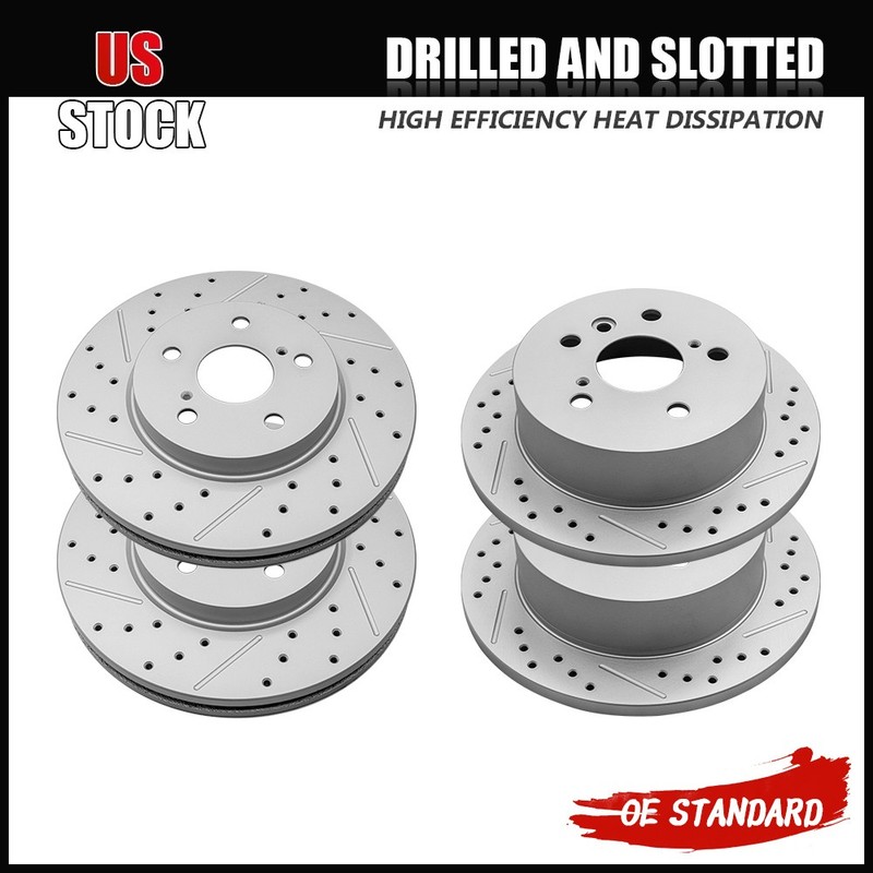 Front And Rear Drilled Disc Rotors for 2005 – 2006 Toyota Camry Avalon Solara