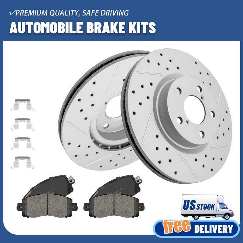 Front Drilled Brake Rotors & Ceramic Pads W/Clips for 2017-2023 Subaru Impreza