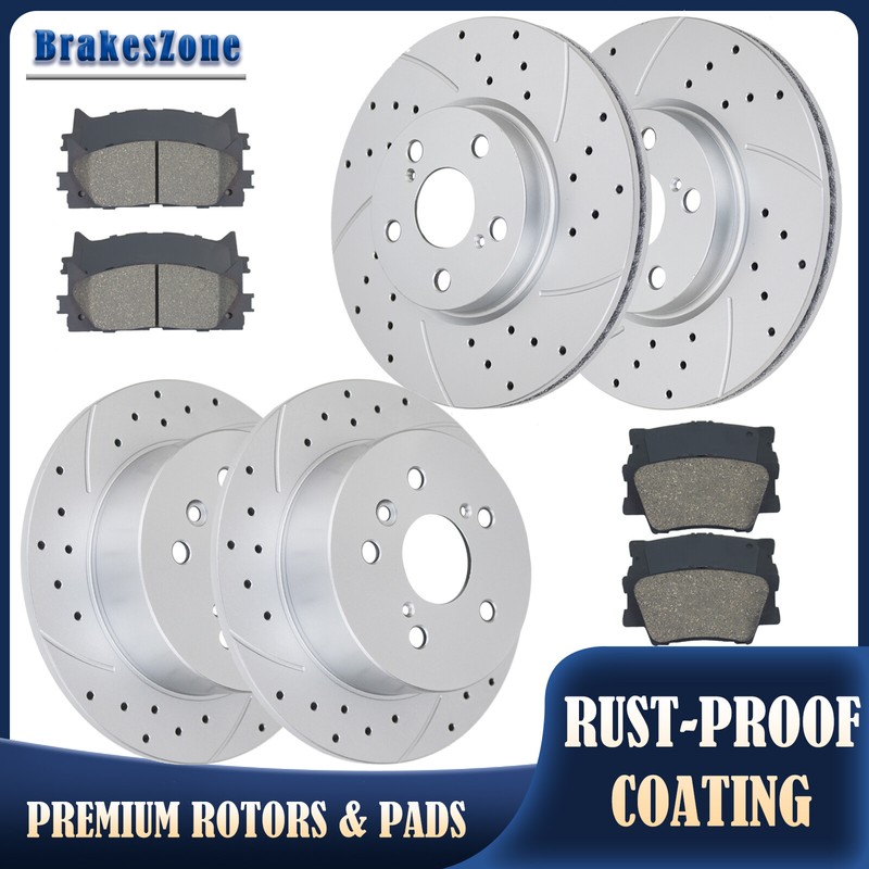 296mm Front and 281mm Rear Brake Rotors Pads Kit for Toyota Camry Avalon Brakes