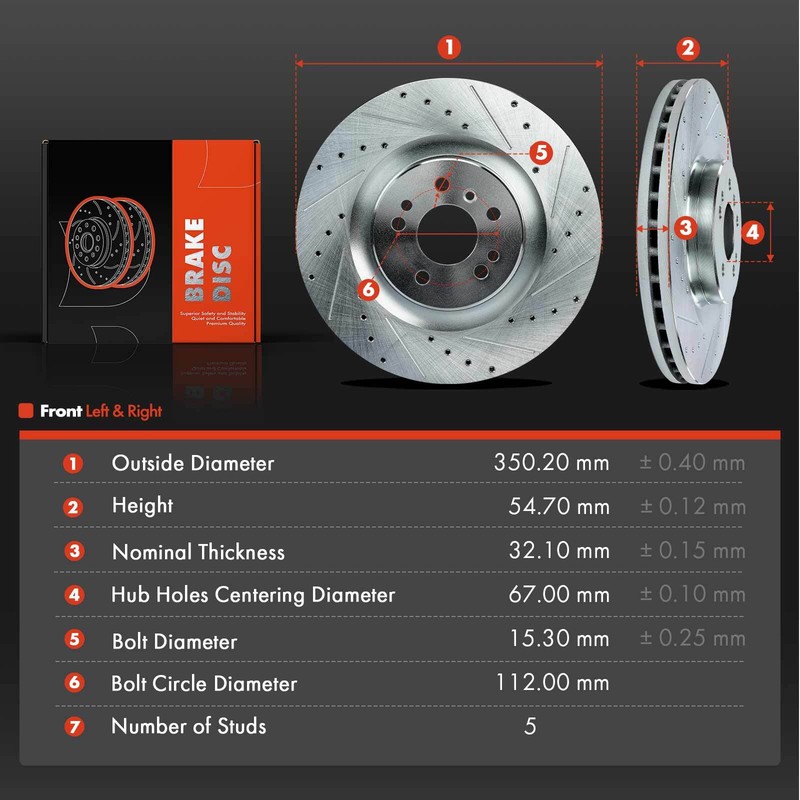 Front Drilled & Slotted Brake Rotors for Mercedes-Benz GL320 GL350 ML500 R350 gallery