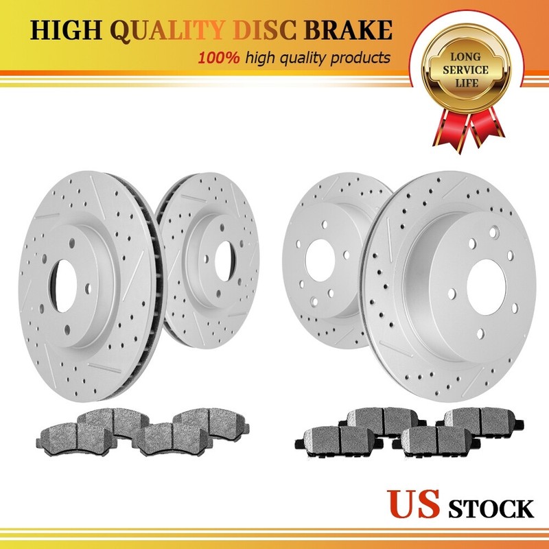 Front & Rear Disc Rotors + Brake Pads for 2008-2010 2011 2012 2013 Nissan Rogue
