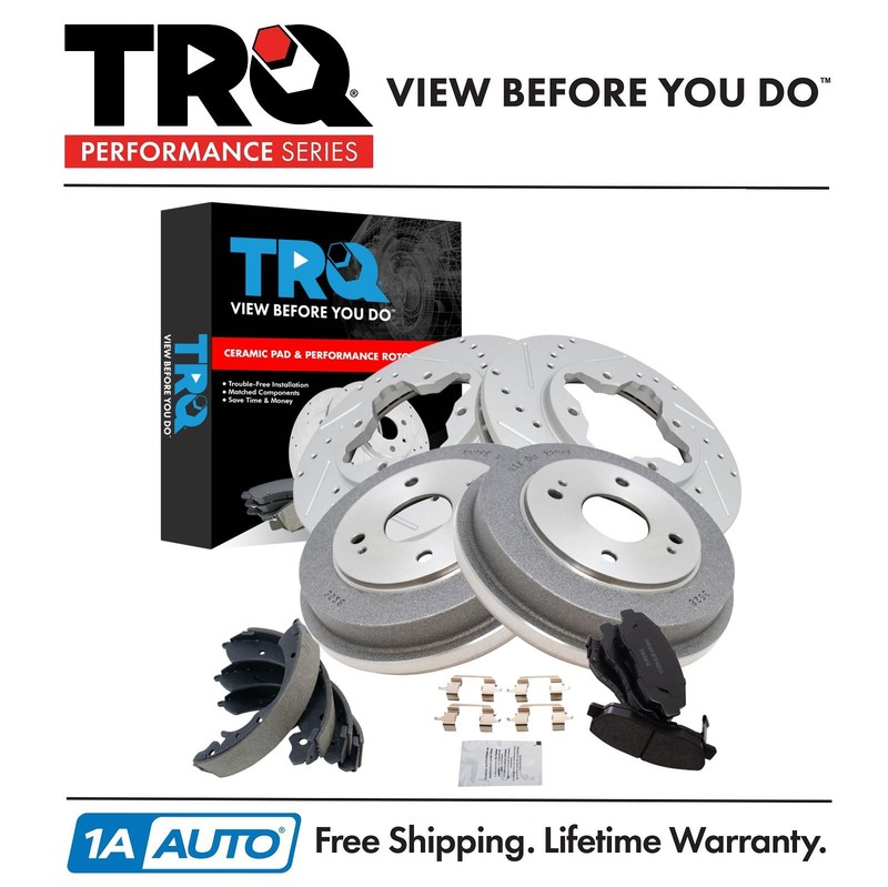 TRQ Performance Front & Rear Brake Pad & Rotor,Shoe & Drum Kit Fits Honda