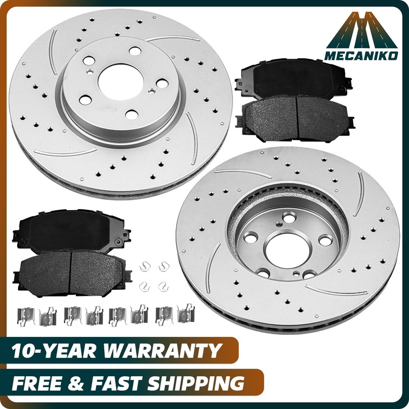 Front Drilled Brake Rotors Pads Kit for 2008 – 2014 xD 2009 – 2019 Corolla