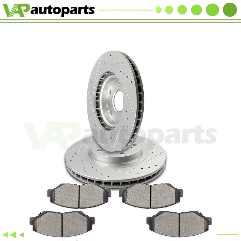 Front Drilled Slotted Brake Rotors & Pads for Honda Civic CR-V Acura ILX 2.4L