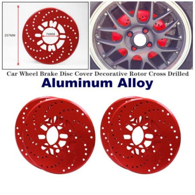 4PCS Aluminium Car Wheel Brake Disc Cover Vehicle Decorative Rotor Cross Drilled