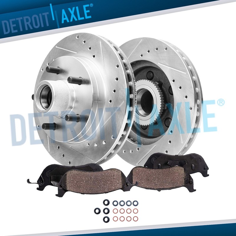 Front Drilled Rotors + Brake Pads for Chevy GMC Yukon Tahoe Savana Express1500