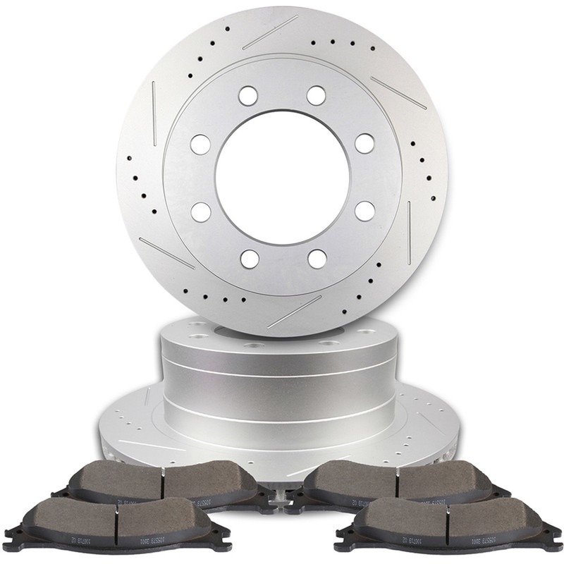 For Dodge Ram 1500 06-08 Drilled Rear Discs Brake Rotors and Ceramic Pads 352mm