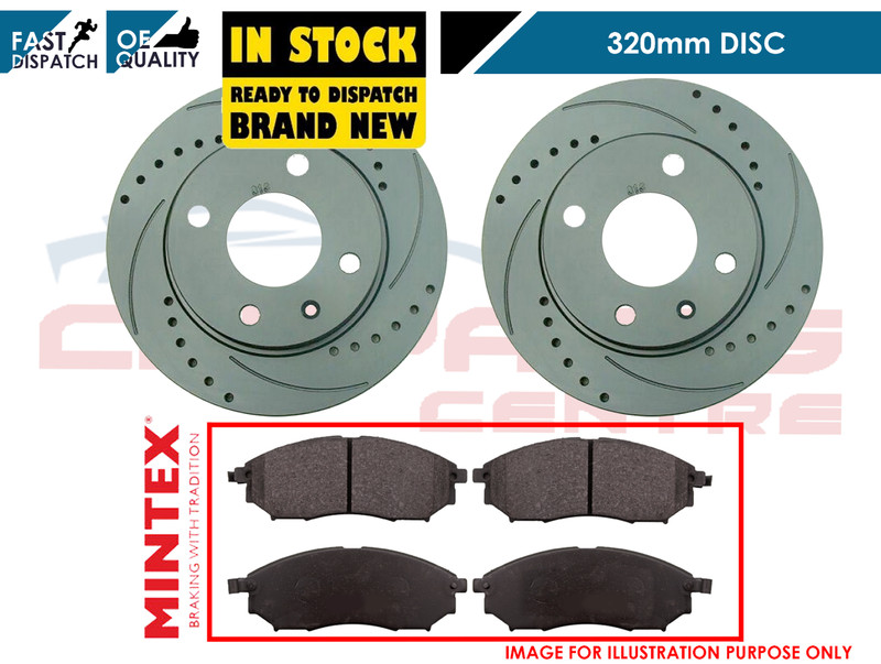 FOR NISSAN PATHFINDER R51 2.5DCi FRONT DRILLED GROOVED BRAKE DISCS PADS 320mm