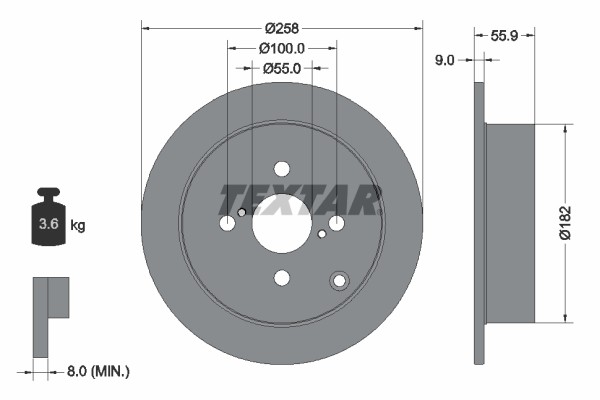 Textar 92126103 Brake Disc for Toyota
