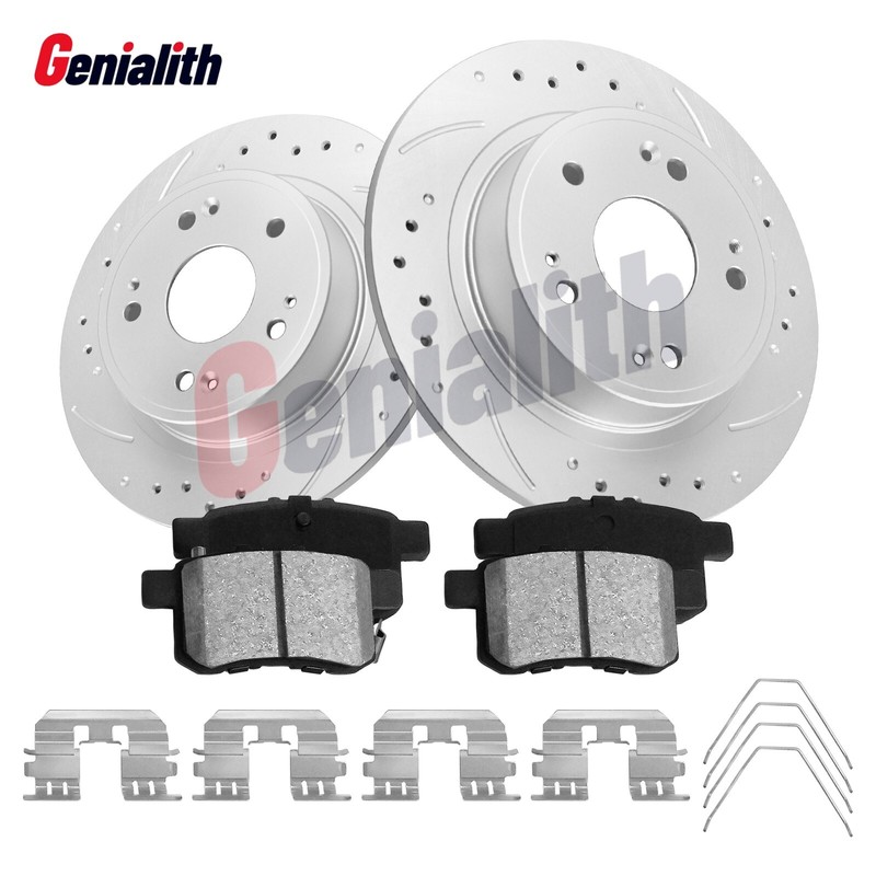 Rear DRILLED Rotors and Ceramic Brake Pads for 2009-2017 Honda Accord Acura TSX