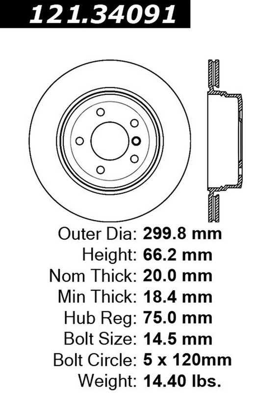 Centric Parts 121.34091 C-Tek Standard Brake Rotor For Select 06-15 BMW Models gallery