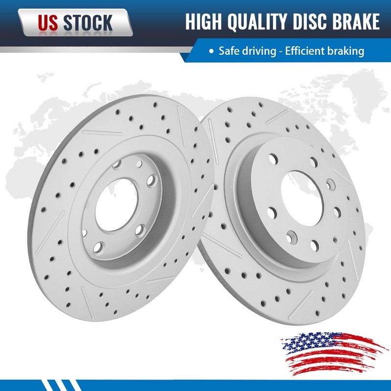 11.06in Rear Drilled and Slotted Disc Brake Rotors for 2016 2017 2018 Mazda CX-3