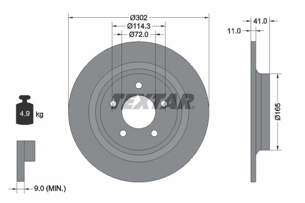 Textar 92148200 Brake Disc for Mazda, Nissan