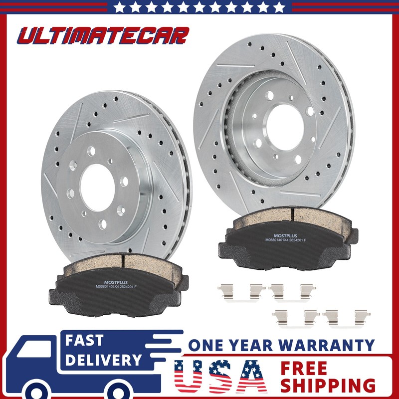 Front Drilled Brake Rotors & Brake Pads Kit For Honda Civic Insight Acura EL