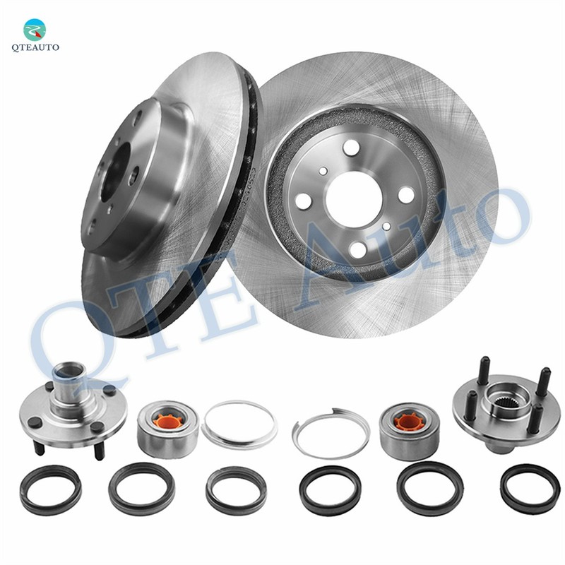 4 Front 255mm Brake Disc Rotors-Wheel Hub Bearing To 1993-1997 GEO Prizm Non-ABS