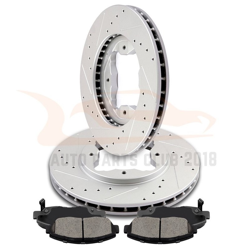 2X Front Brake Discs Rotors and 4X Ceramic Pads For 1990 – 1997 Honda Accord
