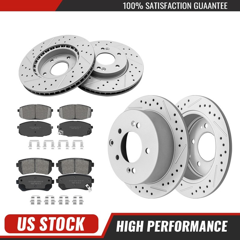 Front & Rear Disc Rotors Brake Pads Kit for 2010 2011-2013 Kia Forte Koup Forte5