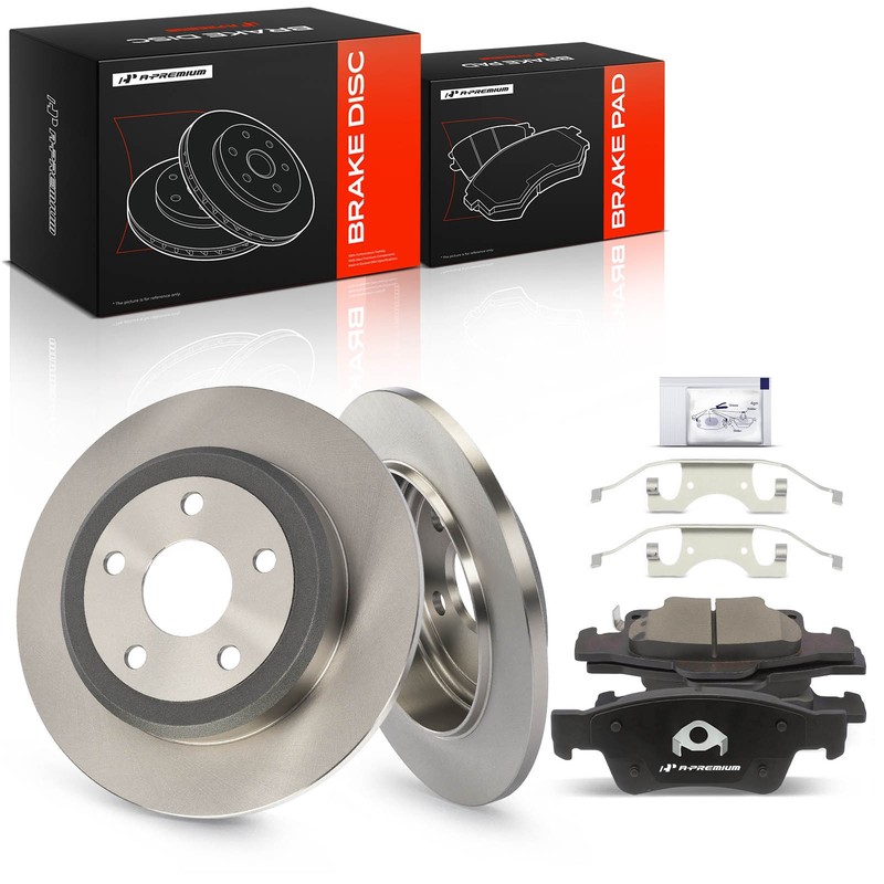 A-Premium Rear Disc Brake Rotors & Ceramic Pads for Jeep Grand Cherokee 11-17