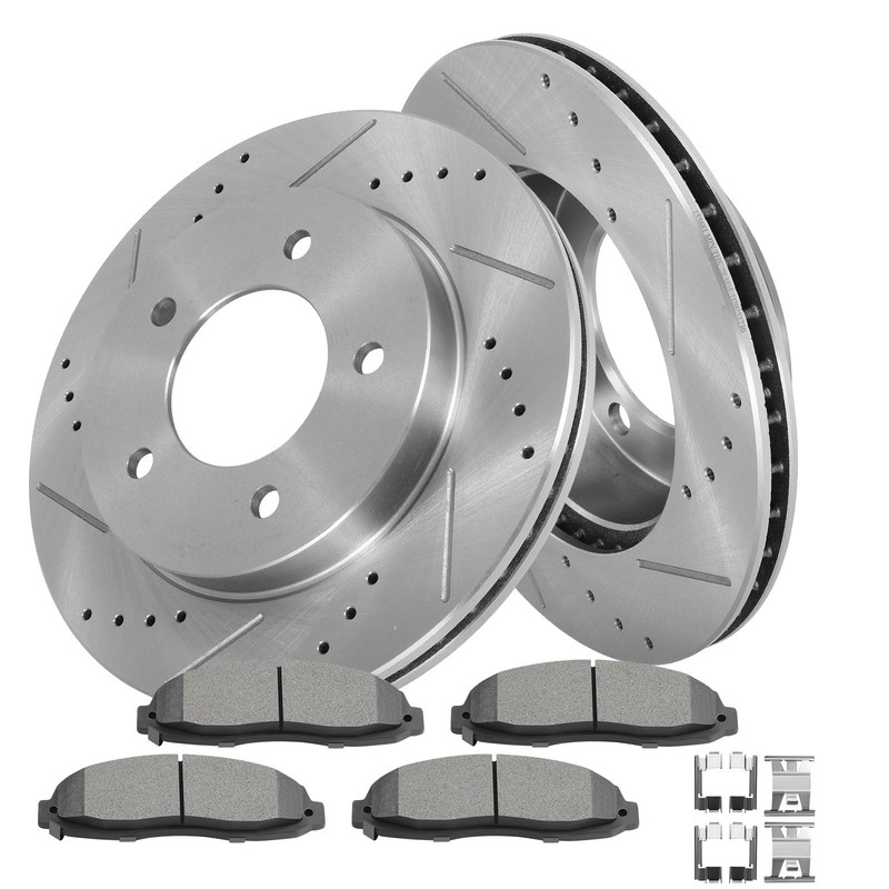 Solt Fits Ford F-150 2000-2003 4Wd 5 Lug 2X Brake Rotors 4X Metallic Pads Front