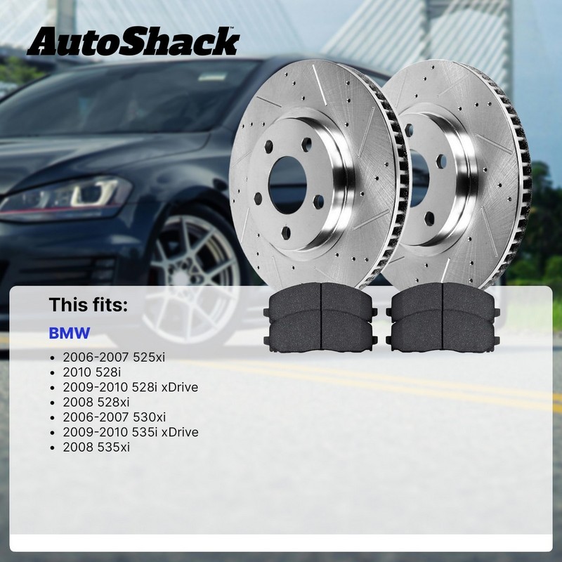 Front Rear Drilled Slotted Brake Rotors Ceramic Pads for BMW 528i xDrive gallery