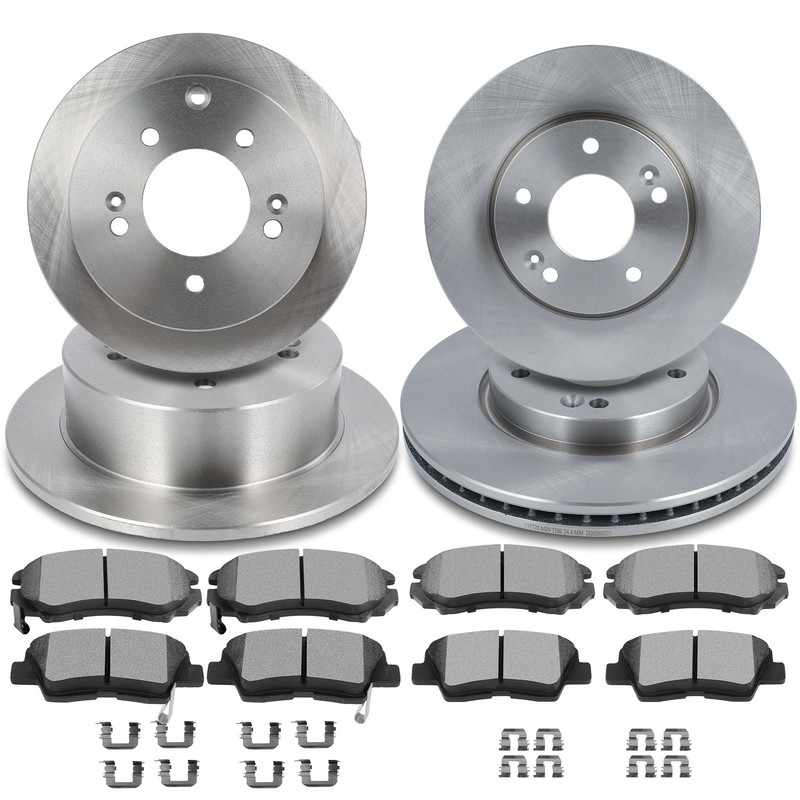Front And Rear Brake Disc Rotors & Ceramic Pads For Kia Soul 2012-2013 31423