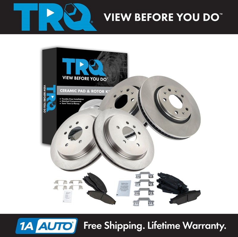 TRQ Front & Rear Brake Pad & Rotor Kit Fits 2003-2007 Cadillac CTS 2005-2008 STS