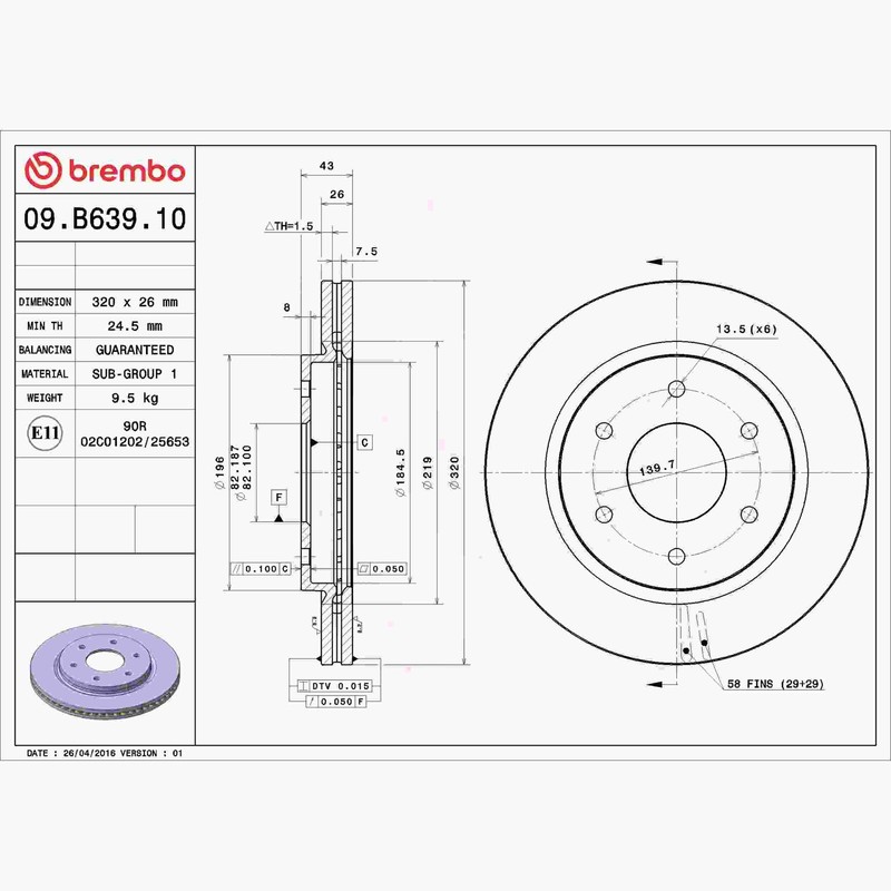 Front Rotor Fits 2005-2007 Nissan TITAN 09.B639.10 gallery