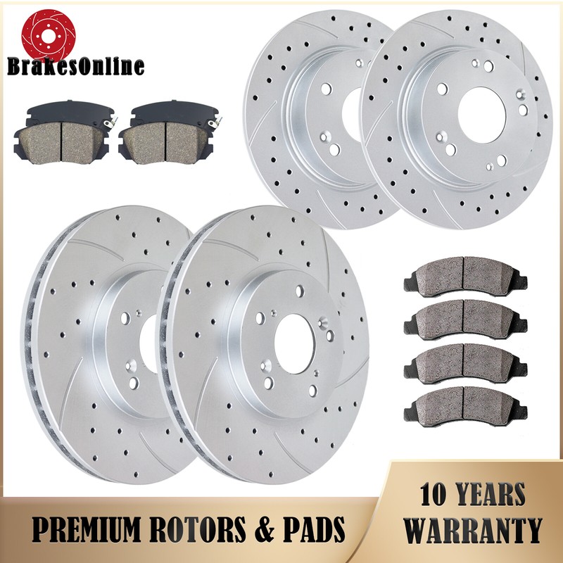 282mm Front 260mm Rear Brake Rotor Pads Fit for Honda Accord 2003-2007 Slotted