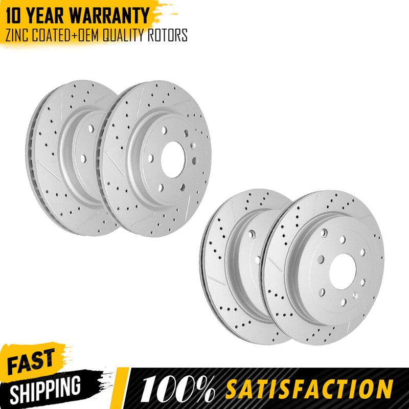 Front Rear Drilled Brake Rotors For GMC Acadia Buick Enclave Chevrolet Traverse