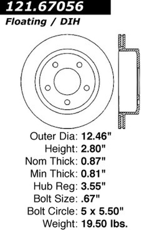 Centric Parts 121.67056 C-Tek Standard Brake Rotor For 03 Dodge 1500 Van gallery