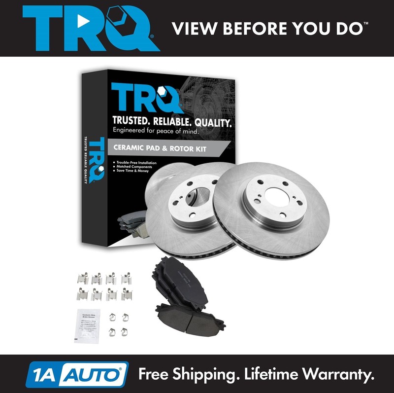 TRQ Front Ceramic Brake Pad Set & Rotor Pair Set for tC Matrix Rav4 Vibe
