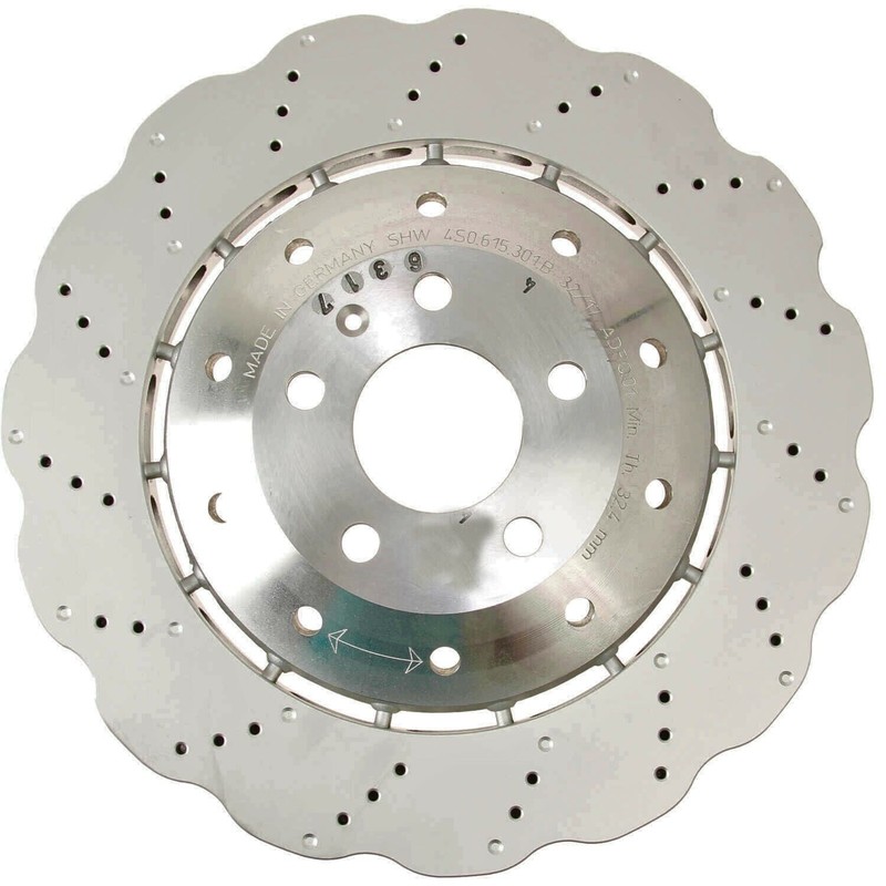 SHW Performance Front 365mm Drilled Vented Wavy Brake Disc Rotor for Audi R8 RS5