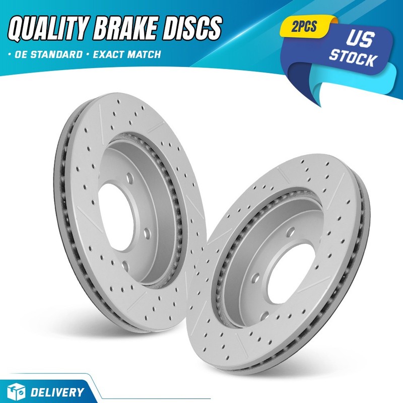 308mm Front Drilled & Slotted Brake Rotor for Ford F-150 Lobo 1998-03 4WD 5-Lug