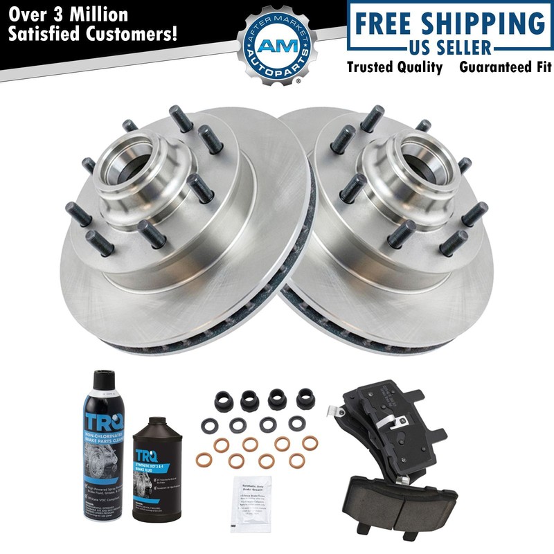 Front Ceramic Disc Brake Pad & Rotor Kit w/Chemicals for Chevy GMC Truck SUV