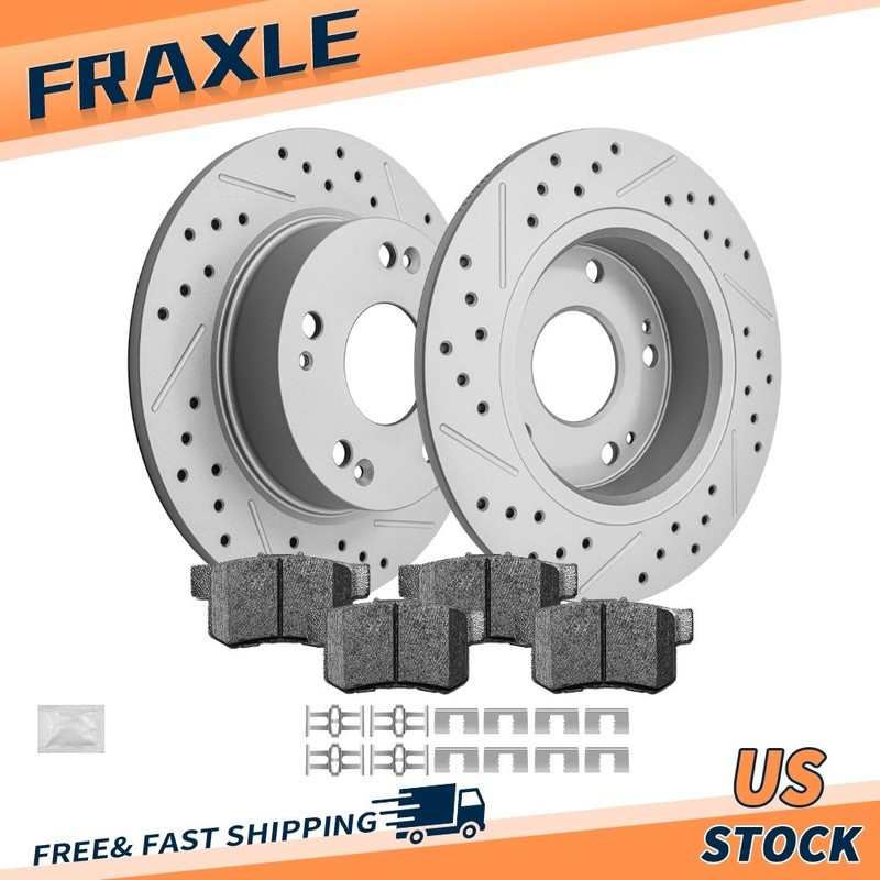 Rear Disc Drilled Brake Rotors & Ceramic Pads for 2003 2004-2007 Honda Accord EX