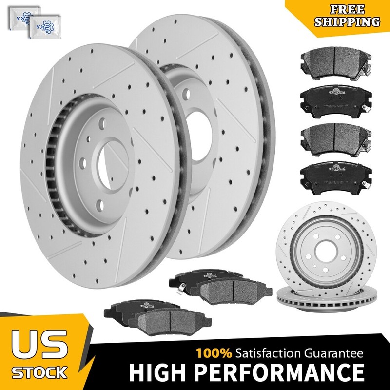 Front & Rear Drilled Rotors + Ceramic Brake Pads for 2010 – 2015 Chevy Camaro