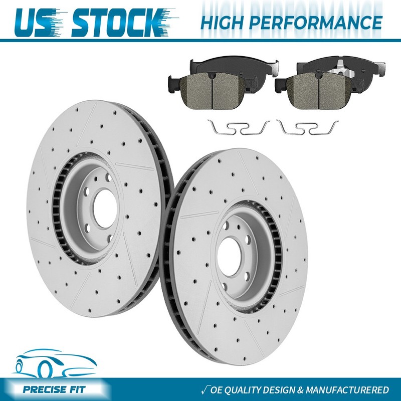 345mm Front Drilled Brake Rotors & Ceramic Pads for Volvo S60 S90 XC40 XC60 XC90