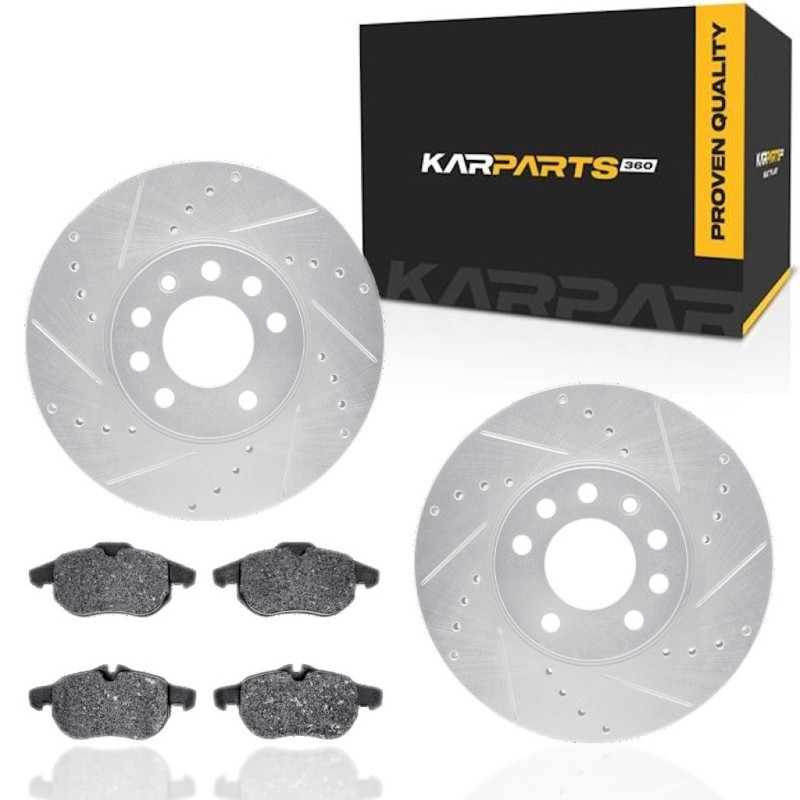 For Saab 9-3 2006-2011 Rotor Set Front | Drilled and Slotted | Silver