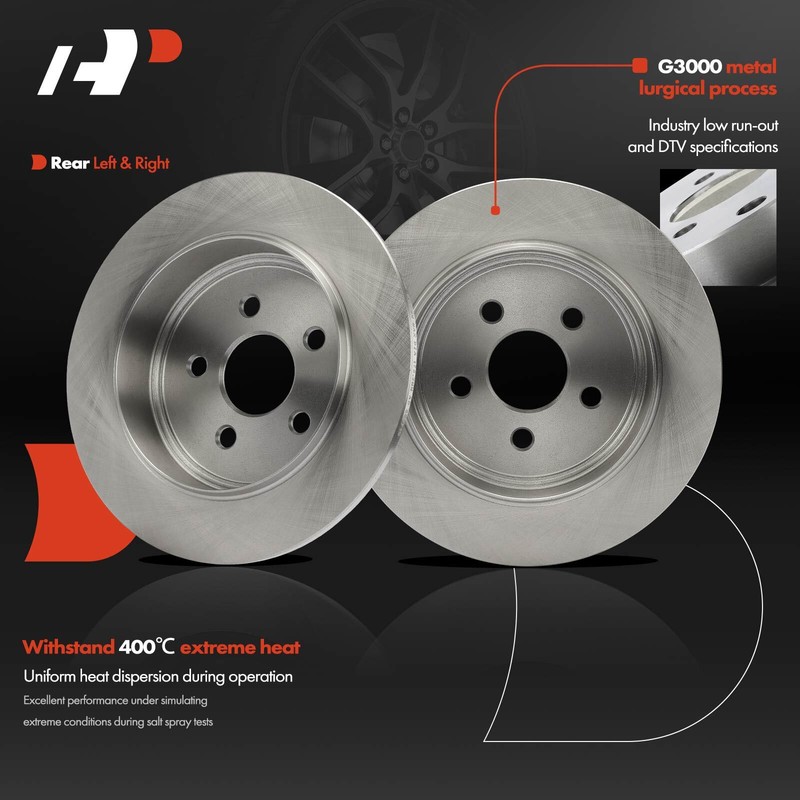 A-Premium Rear Disc Brake Rotors for Chrysler PT Cruiser 2001-2003 Dodge Neon gallery