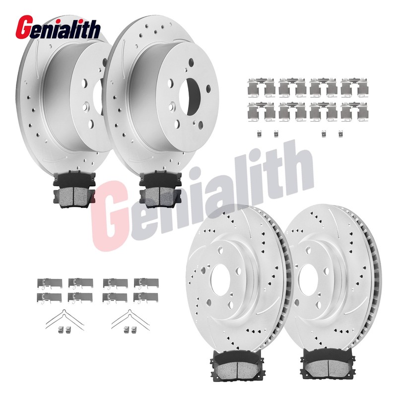 Front & Rear Drilled Rotors Brake Pads Kits for Toyota Avalon Camry Lexus ES350