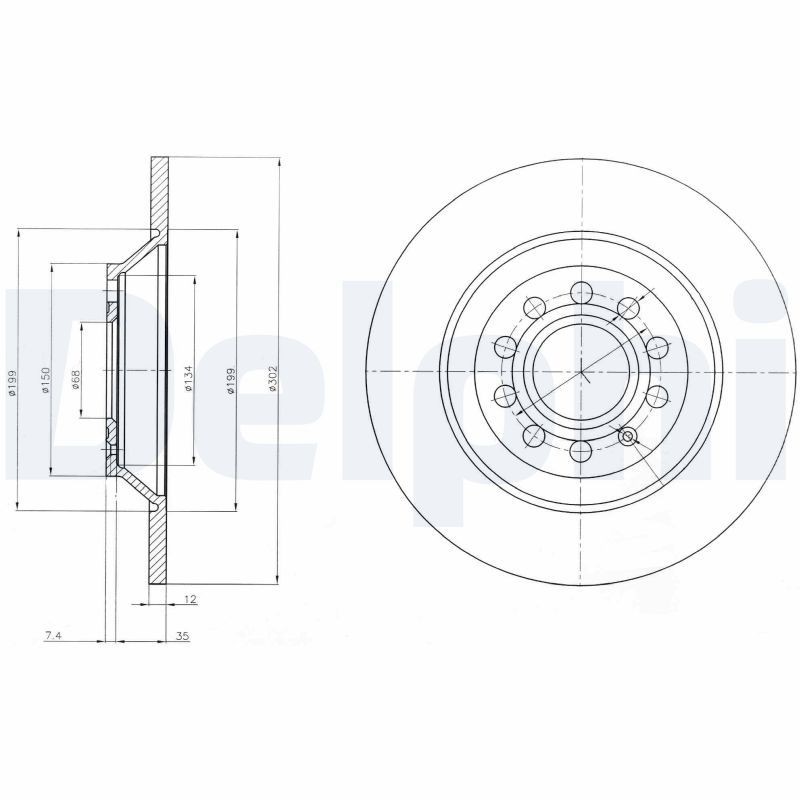 x2 Rear Brake Disc Delphi BG4088 Fits Audi A6 Allroad A6 Braking System Solid
