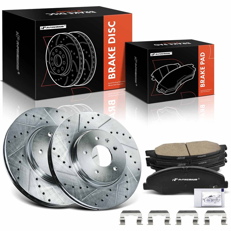 Front Drilled Brake Rotors & Ceramic Brake Pad for Cadillac STS 2009-2011 5 Lug