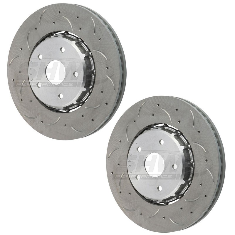 SHW Performance Set 2 Front 326mm Disc Brake Rotors For Subaru Impreza WRX STI