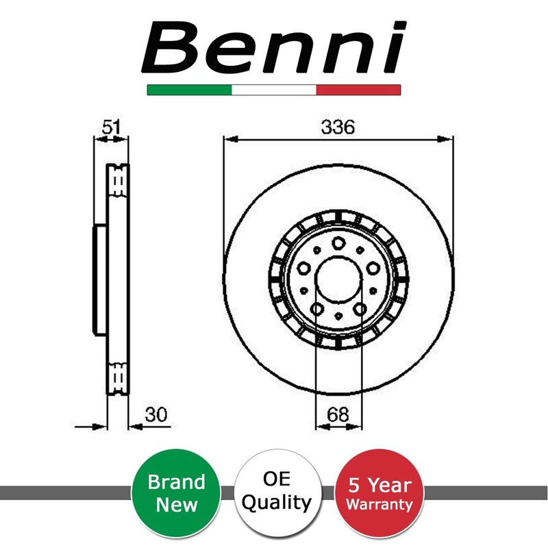 Brake Disc Front Benni Fits Volvo XC90 2002-2014 + Other Models