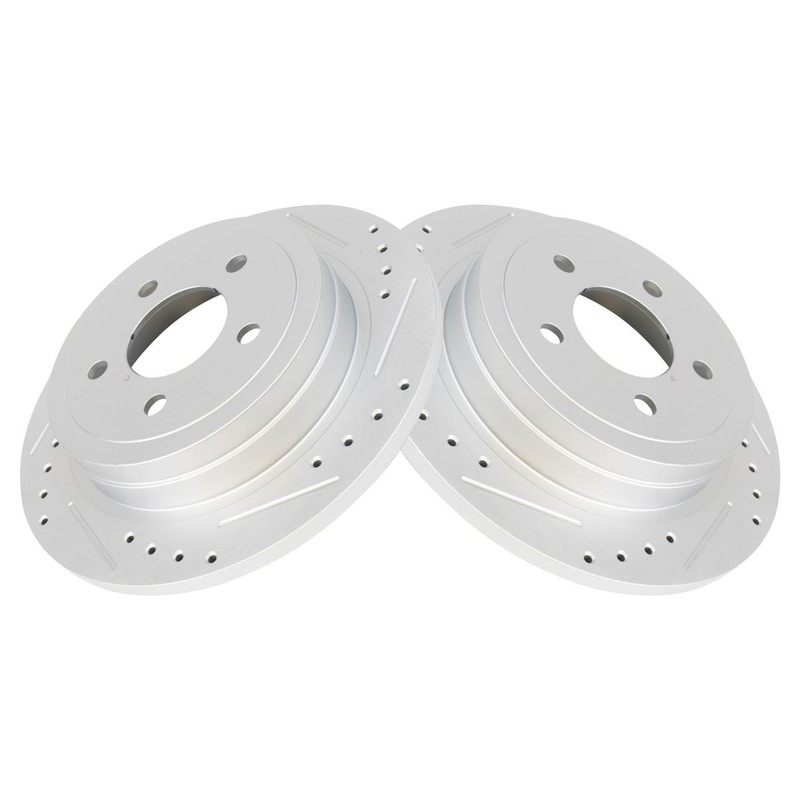 TRQ Rear Performance Cross Drilled Slotted G-Coated Rotor Kit Pair for Ford SUV gallery