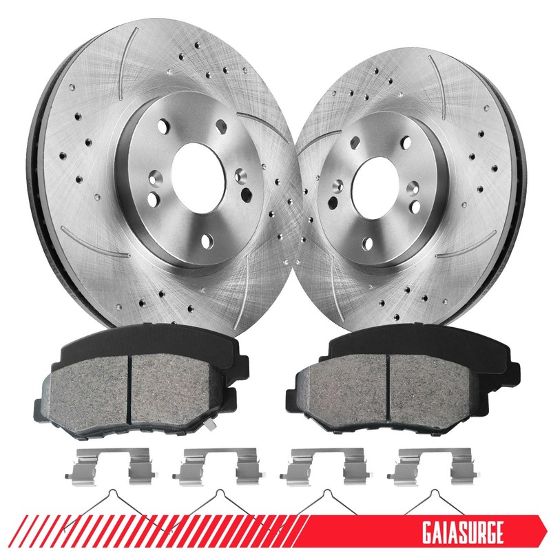 Front Brake Rotors + Ceramic Brake Pads Set For 2003-2008 Honda Pilot 3.5L