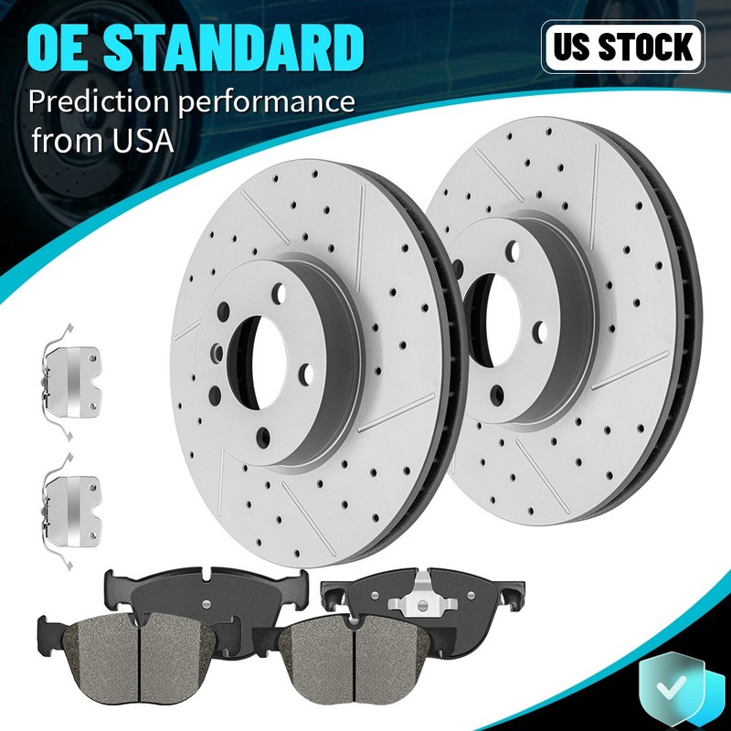 13.07″ Front Drilled Disc Rotors + Ceramic Brake Pads For 2011 – 2018 BMW X5 X6