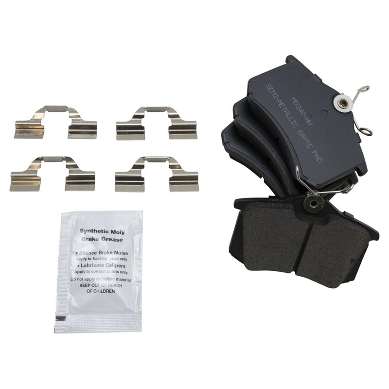 Front & Rear Metallic Brake Pad & Performance Drilled Slotted Rotor Kit gallery