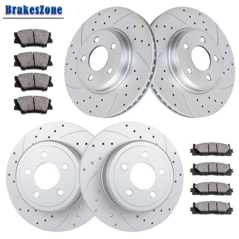 320mm Front + Rear Brake Rotors Pads for Dodge Charger Drilled Slotted Brakes